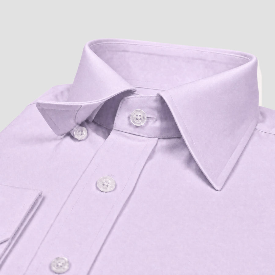 Lavender Solid Cotton Blend Formal Shirt for Men – Concealed Button-Down Collar & Single Barrel Cuffs