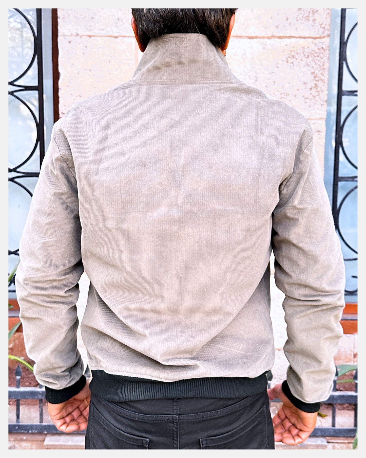 Corduroy Jacket with Standing Collar