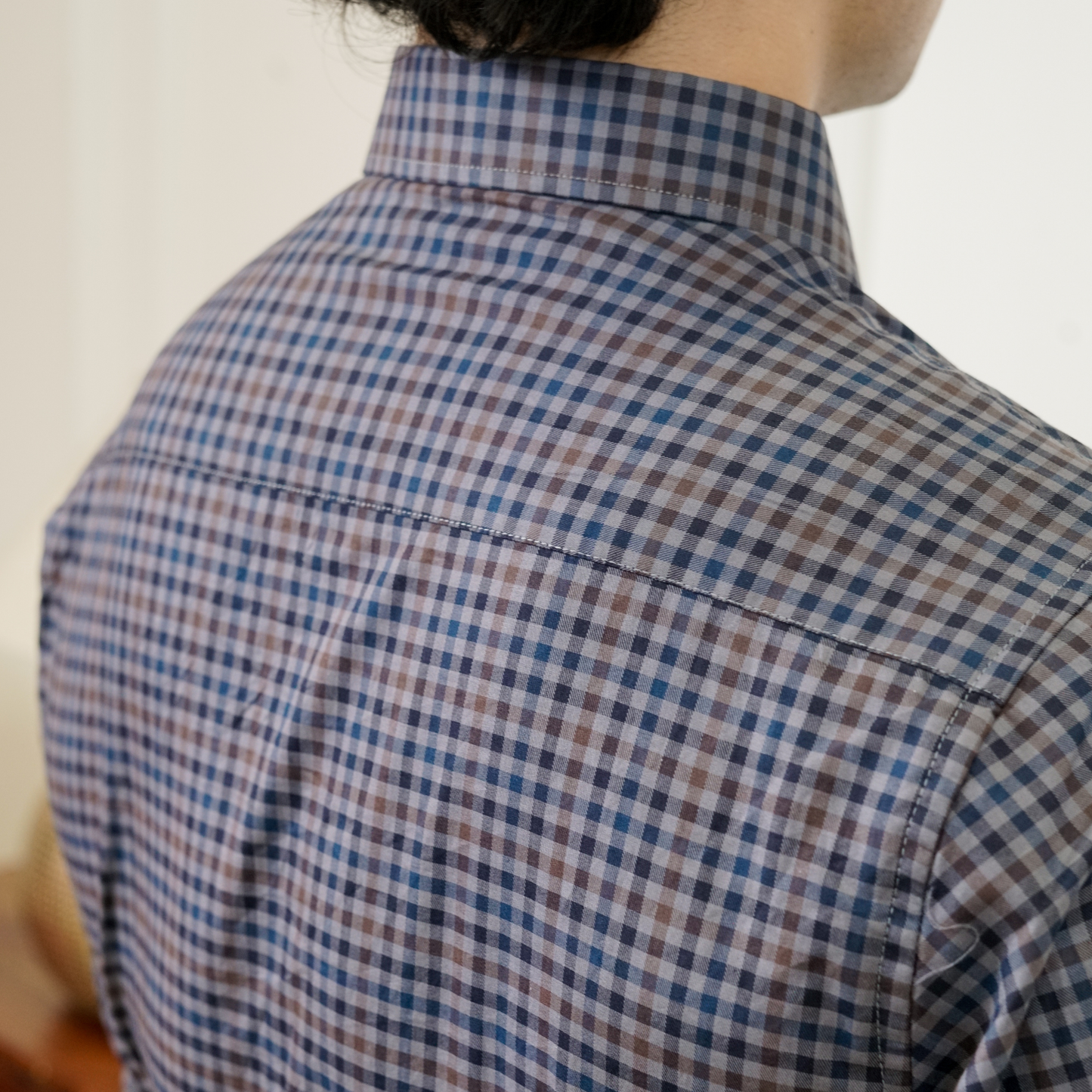 Blue & Brown Micro-Check Premium Luxury Giza Cotton - French Cuff