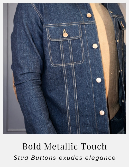 Classic Denim Jacket With Elbow Patch