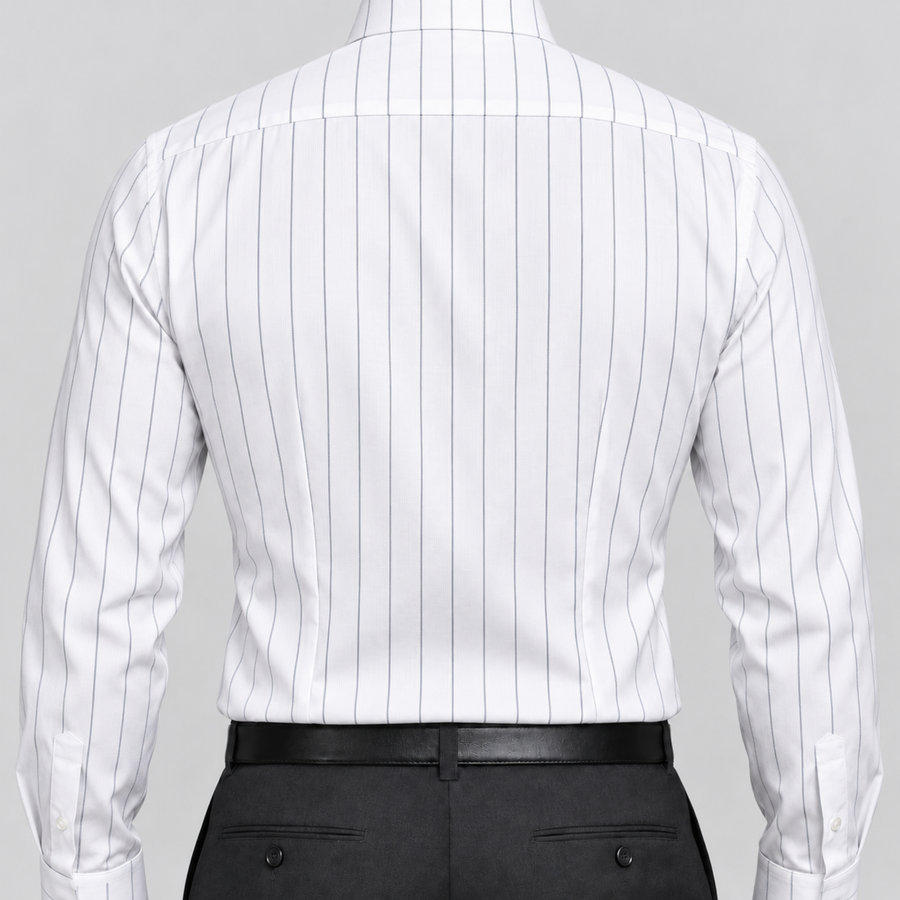 Black-on-White Stripe Egyptian Giza Cotton Formal Shirt for Men – Twill Weave & French Cuffs