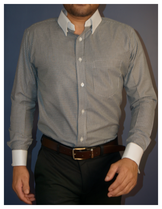 Black and White Check Cotton Formal Shirt With Contrast White Collar and French Cuffs | Dignity | Walking View