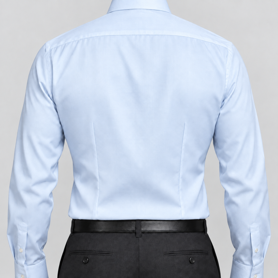Light Blue Solid Egyptian Giza Cotton Formal Shirt for Men – Twill Weave & French Cuffs