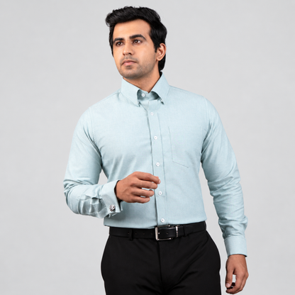 Pista Green Premium Luxury Cotton Oxford Formal Shirt for Men – French Cuffs