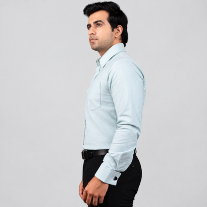 Pista Green Premium Luxury Cotton Oxford Formal Shirt for Men – French Cuffs