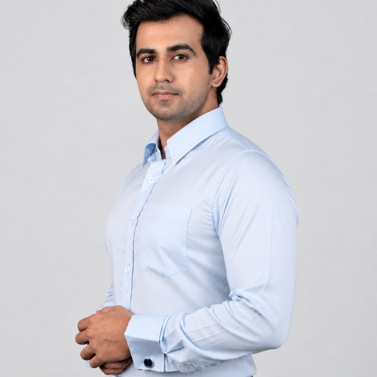 Light Blue Premium Luxury Cotton Formal Shirt for Men – French Cuffs