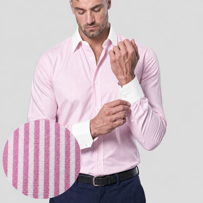 Pink Banker Stripe Shirt