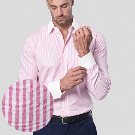 Pink Banker Stripe Shirt