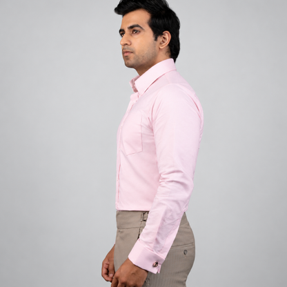 Light Pink Premium Luxury Cotton Oxford Formal Shirt for Men – French Cuffs