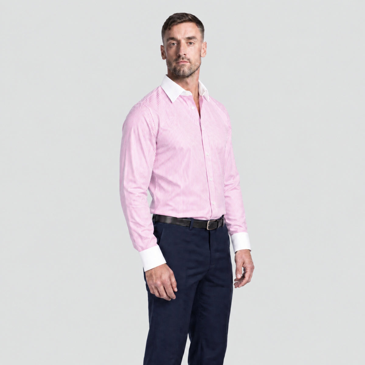 Pink Banker Stripe Shirt