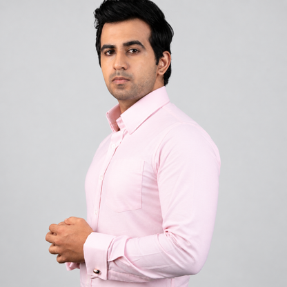 Light Pink Premium Luxury Cotton Oxford Formal Shirt for Men – French Cuffs