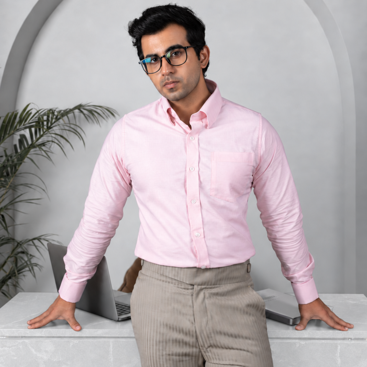 Light Pink Premium Luxury Cotton Oxford Formal Shirt for Men – French Cuffs