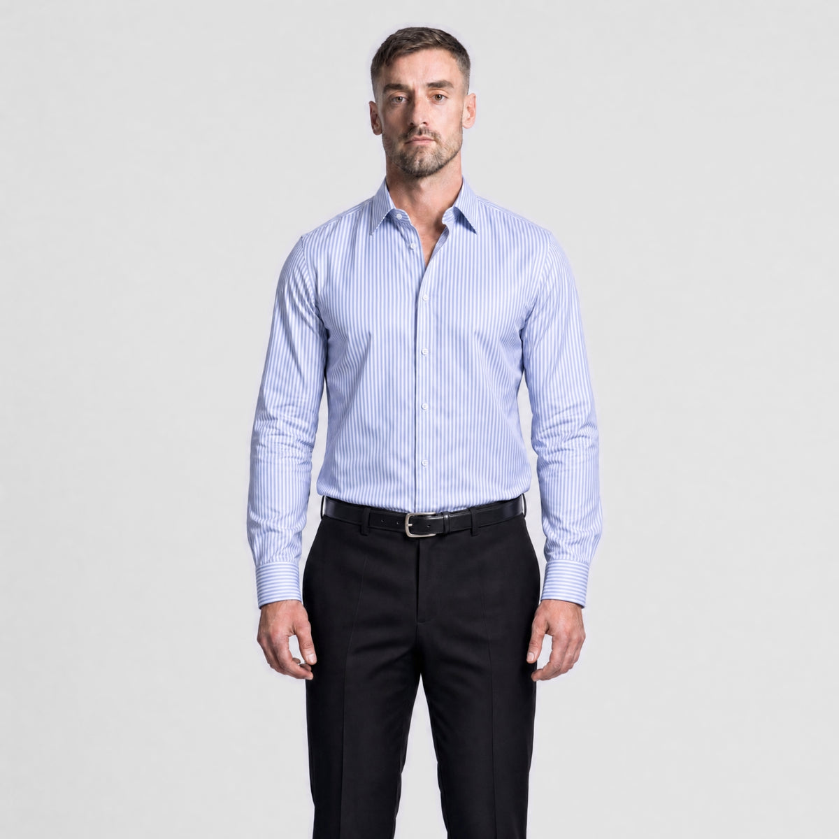Light Blue Banker Stripe Shirt