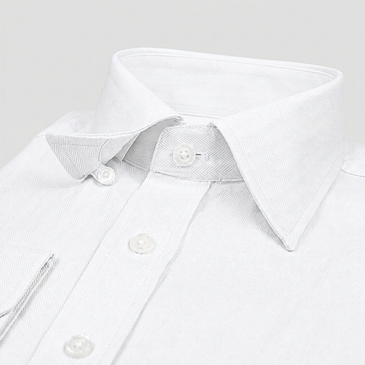 White Herringbone Weave Shirt