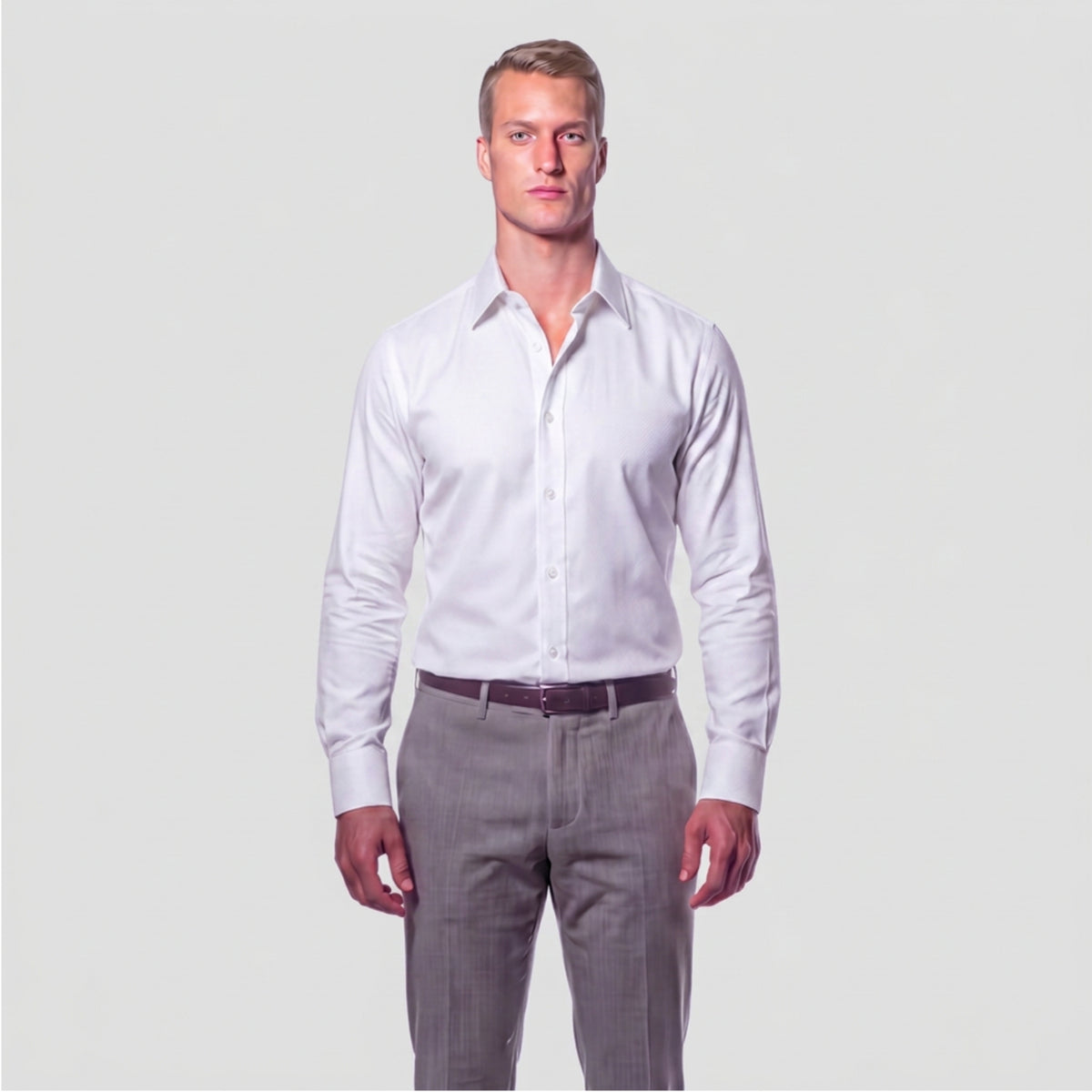 White Herringbone Weave Shirt