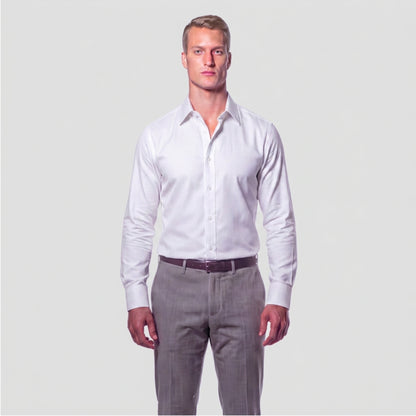 White Herringbone Weave Shirt