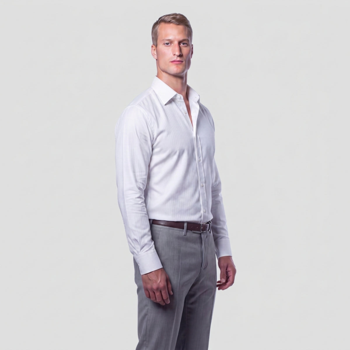 White Herringbone Weave Shirt