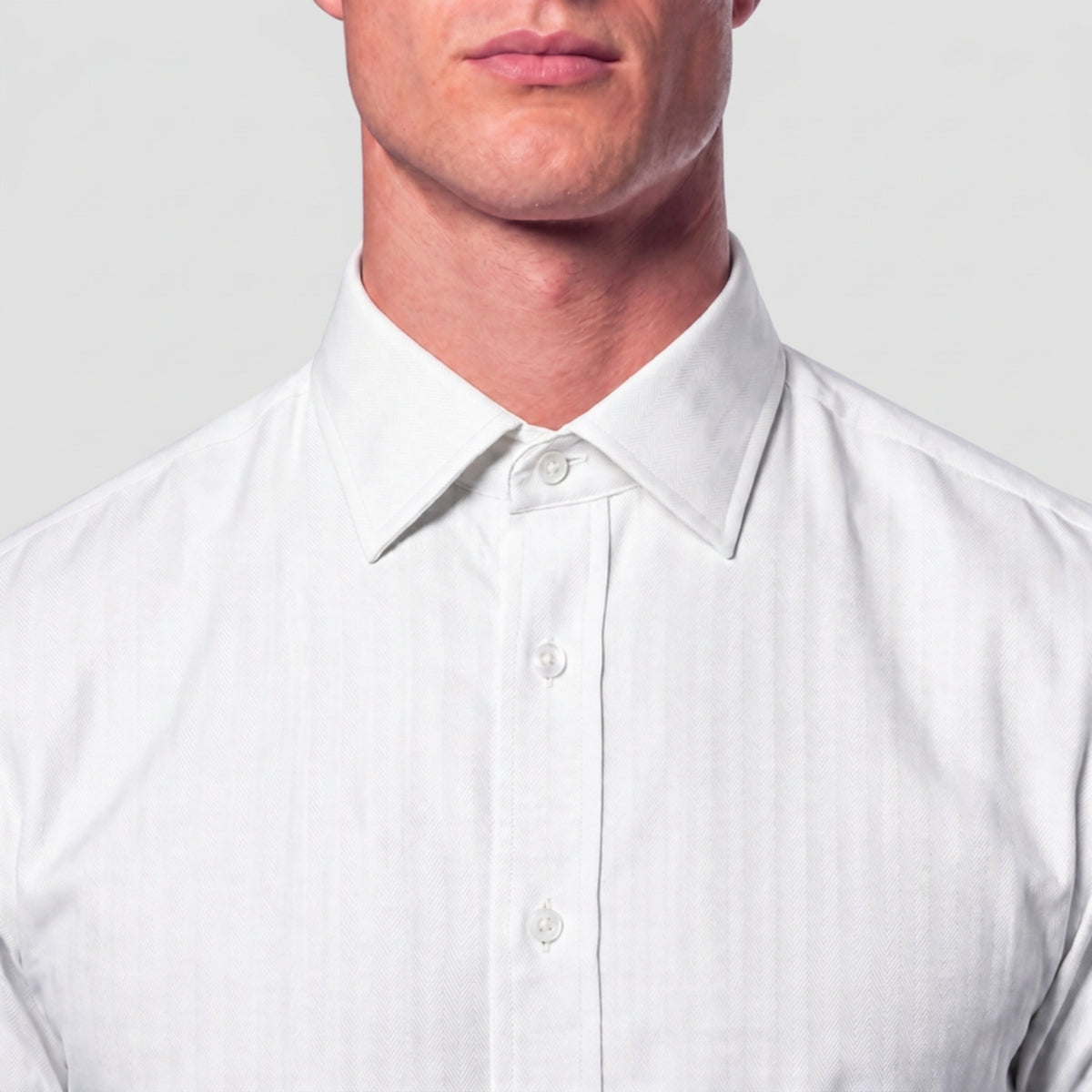 White Herringbone Weave Shirt