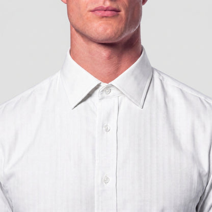 White Herringbone Weave Shirt