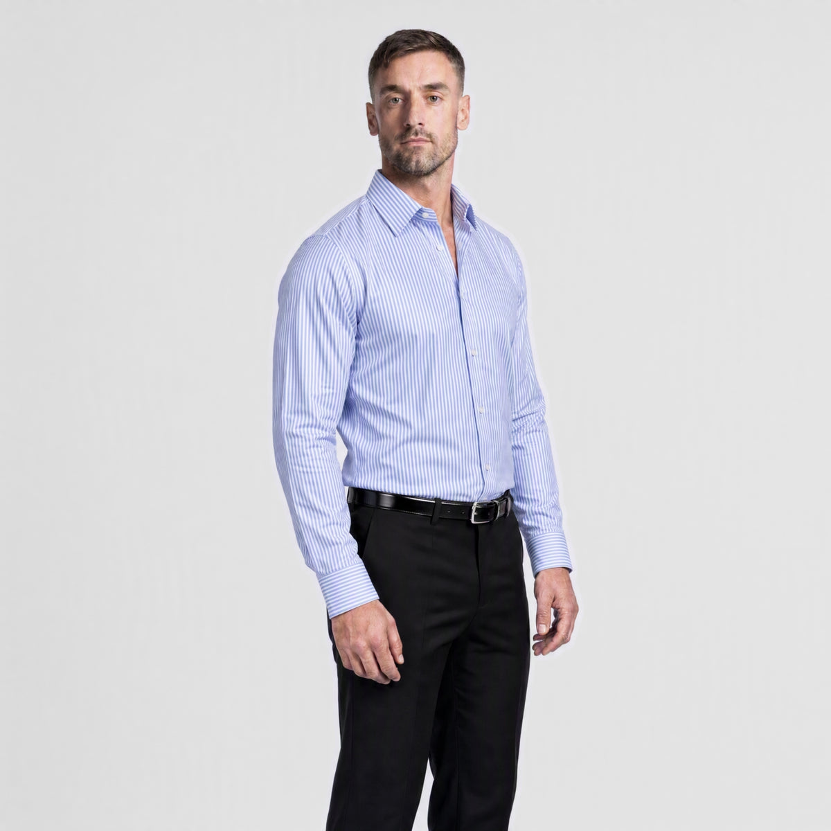 Light Blue Banker Stripe Shirt
