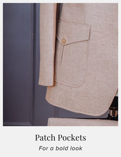 Single Breasted Double Button Suit with Patch Pockets