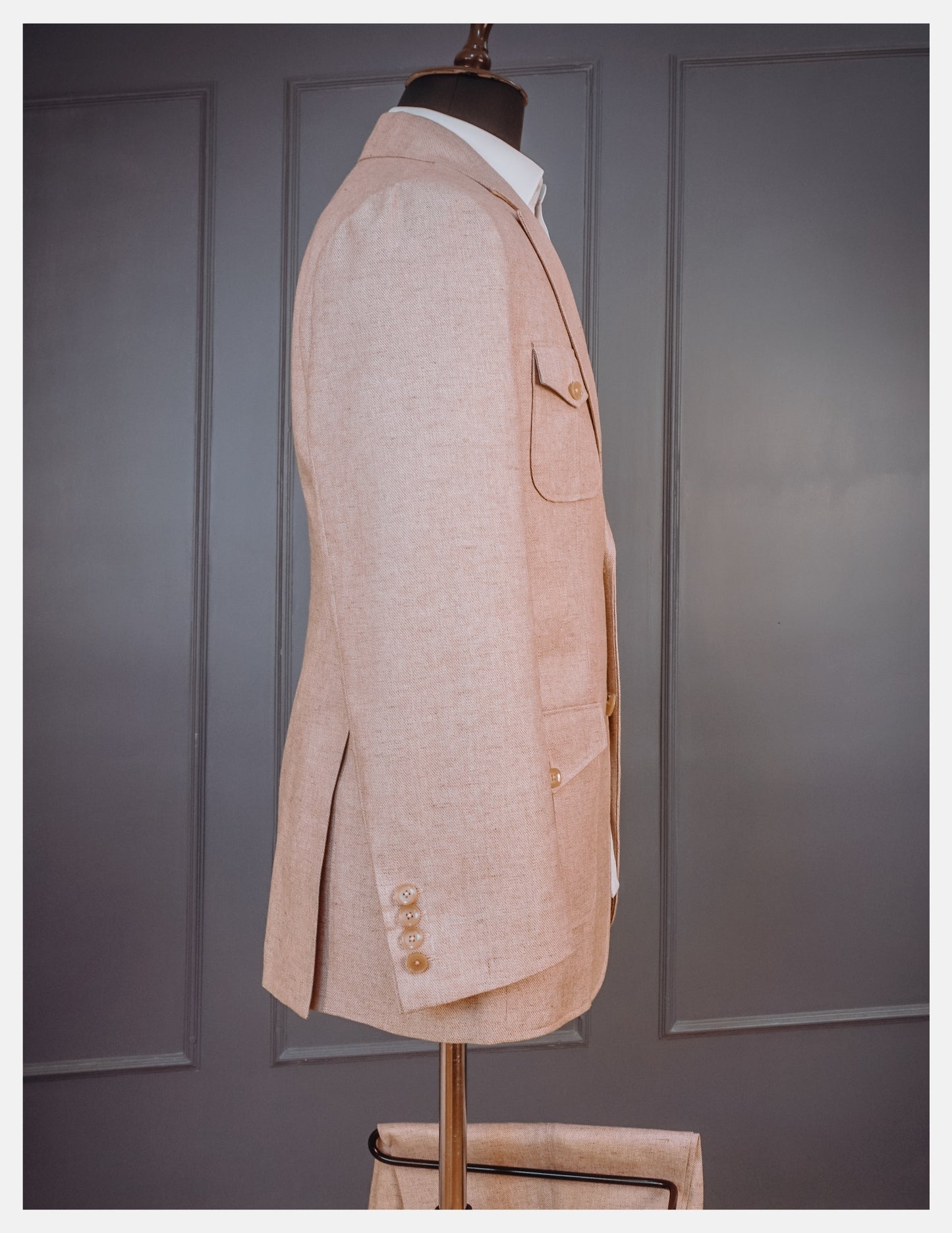 Single Breasted Double Button Suit with Patch Pockets