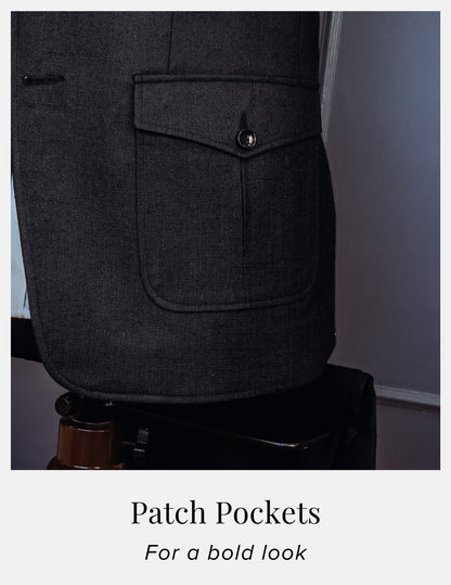 Single Breasted Double Button Suit with Patch Pockets