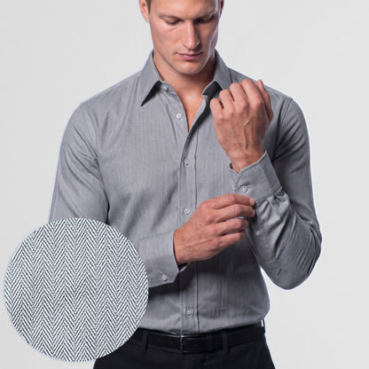 Grey Herringbone Weave Shirt