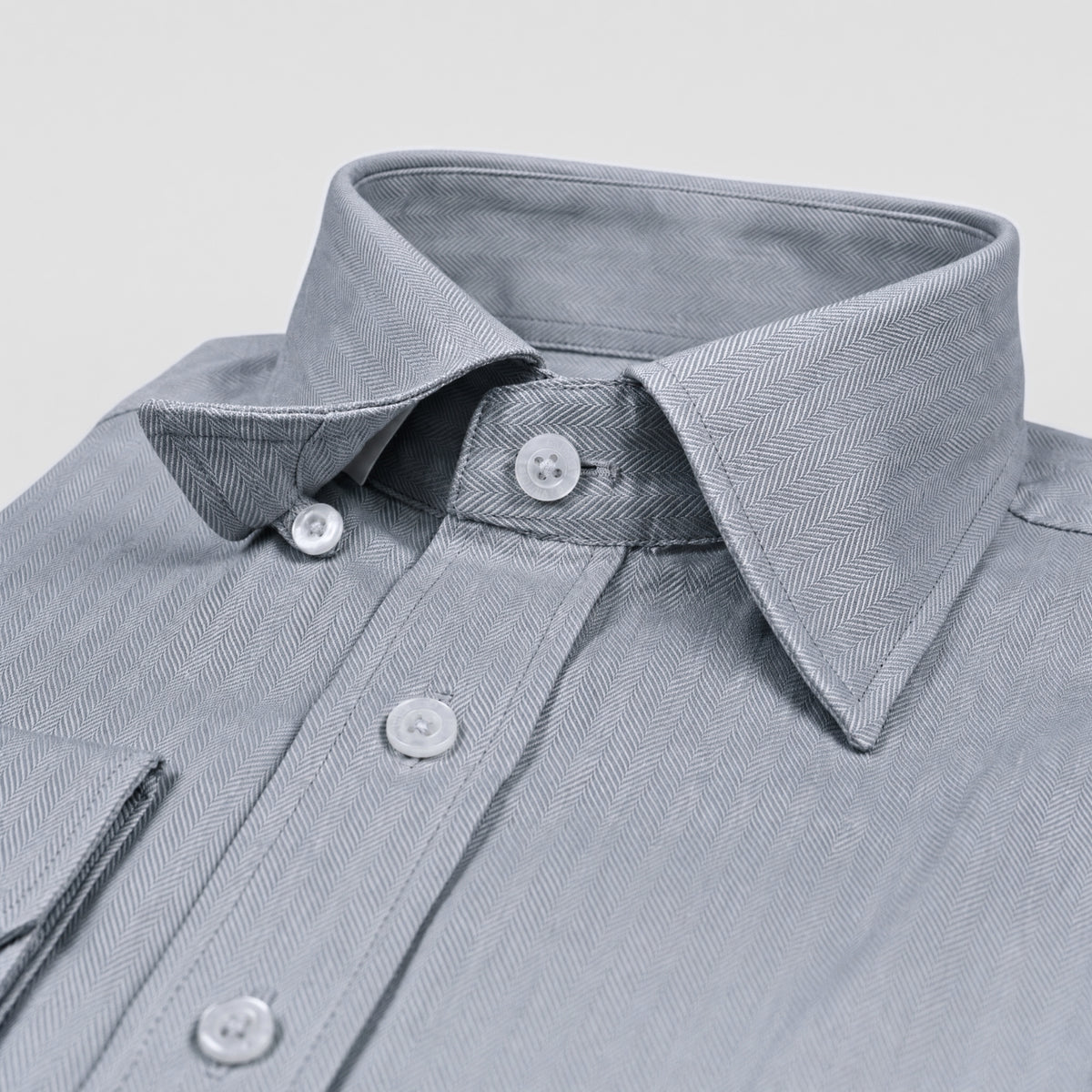 Grey Herringbone Weave Shirt