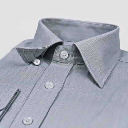 Grey Herringbone Weave Shirt
