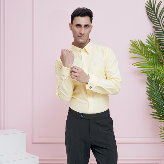 Yellow Oxford Formal Shirt for Men – French Cuffs