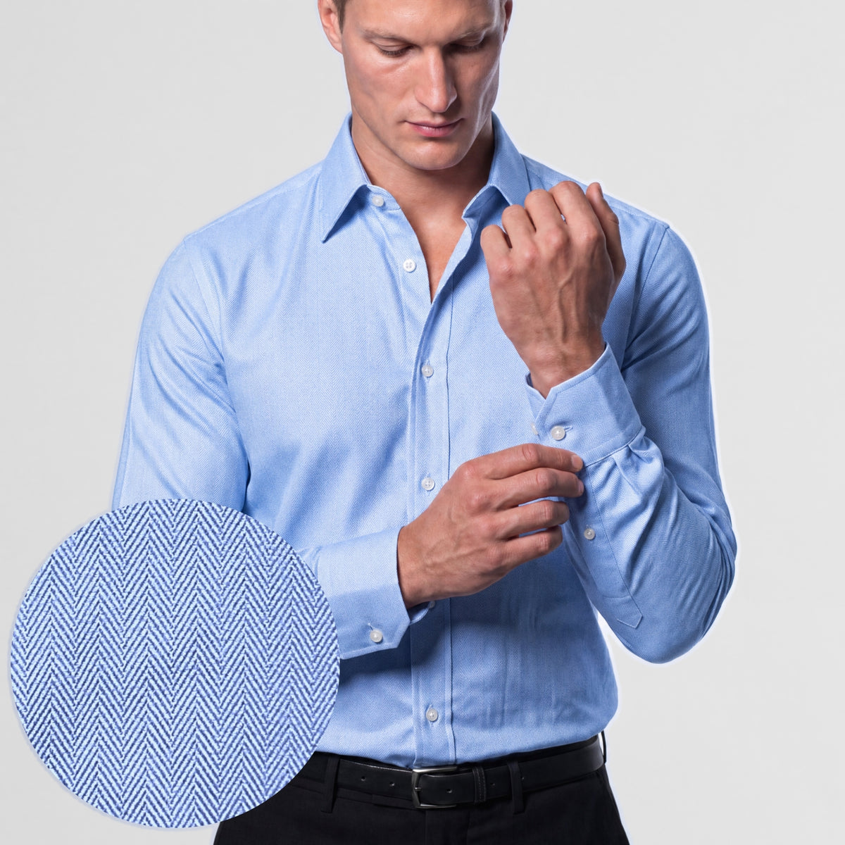 Blue Herringbone Weave Shirt