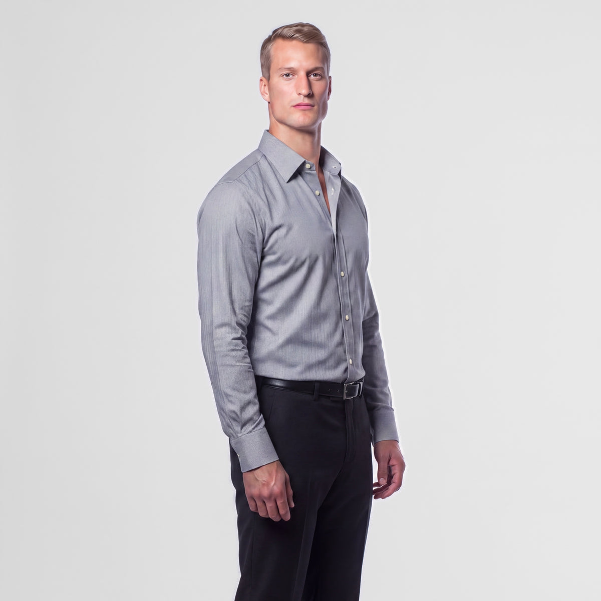 Grey Herringbone Weave Shirt
