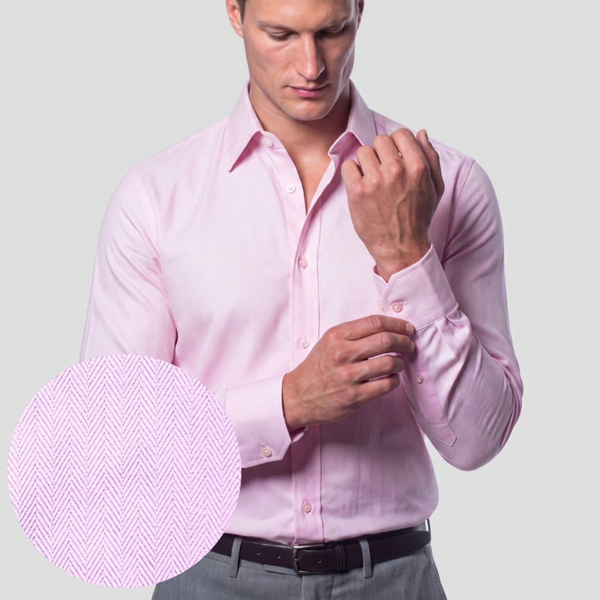 Pink Herringbone Weave Shirt