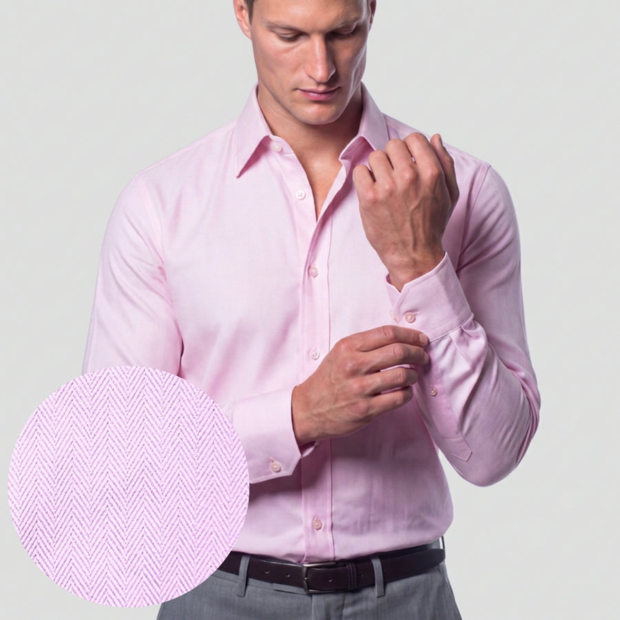 Pink Herringbone Weave Shirt