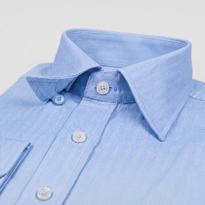 Blue Herringbone Weave Shirt