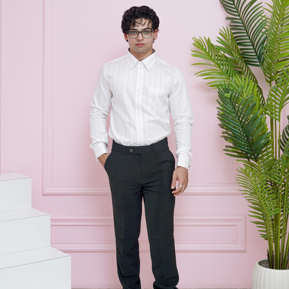 White with Pink Stripes Premium Luxury Giza Cotton - French Cuff