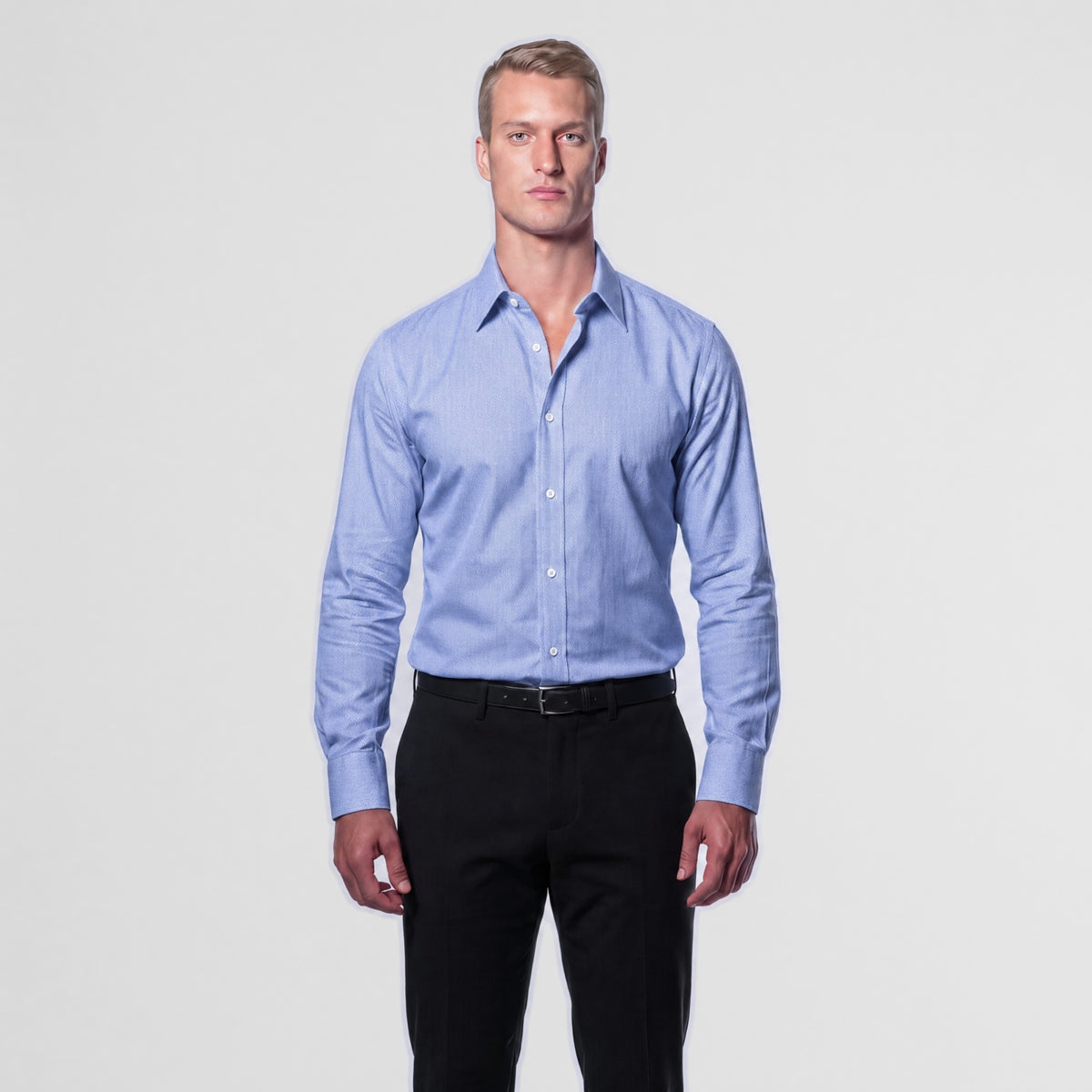 Blue Herringbone Weave Shirt