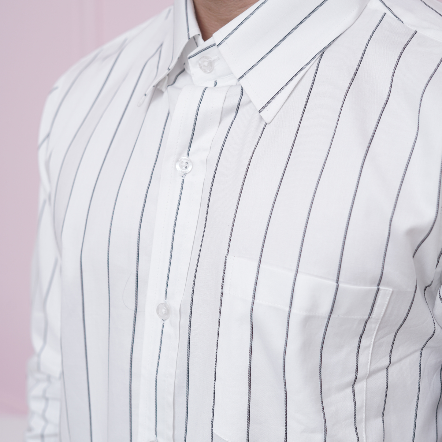 White with Black Stripes Premium Luxury Giza Cotton - French Cuff