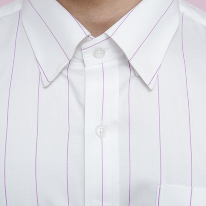 White with Pink Stripes Premium Luxury Giza Cotton - French Cuff