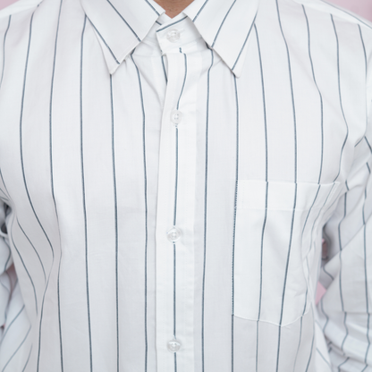 White with Black Stripes Premium Luxury Giza Cotton - French Cuff