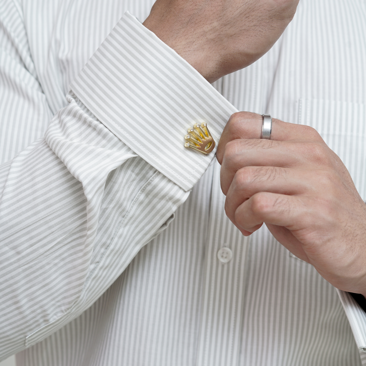 Grey Striped Premium Luxury Giza Cotton - French Cuff