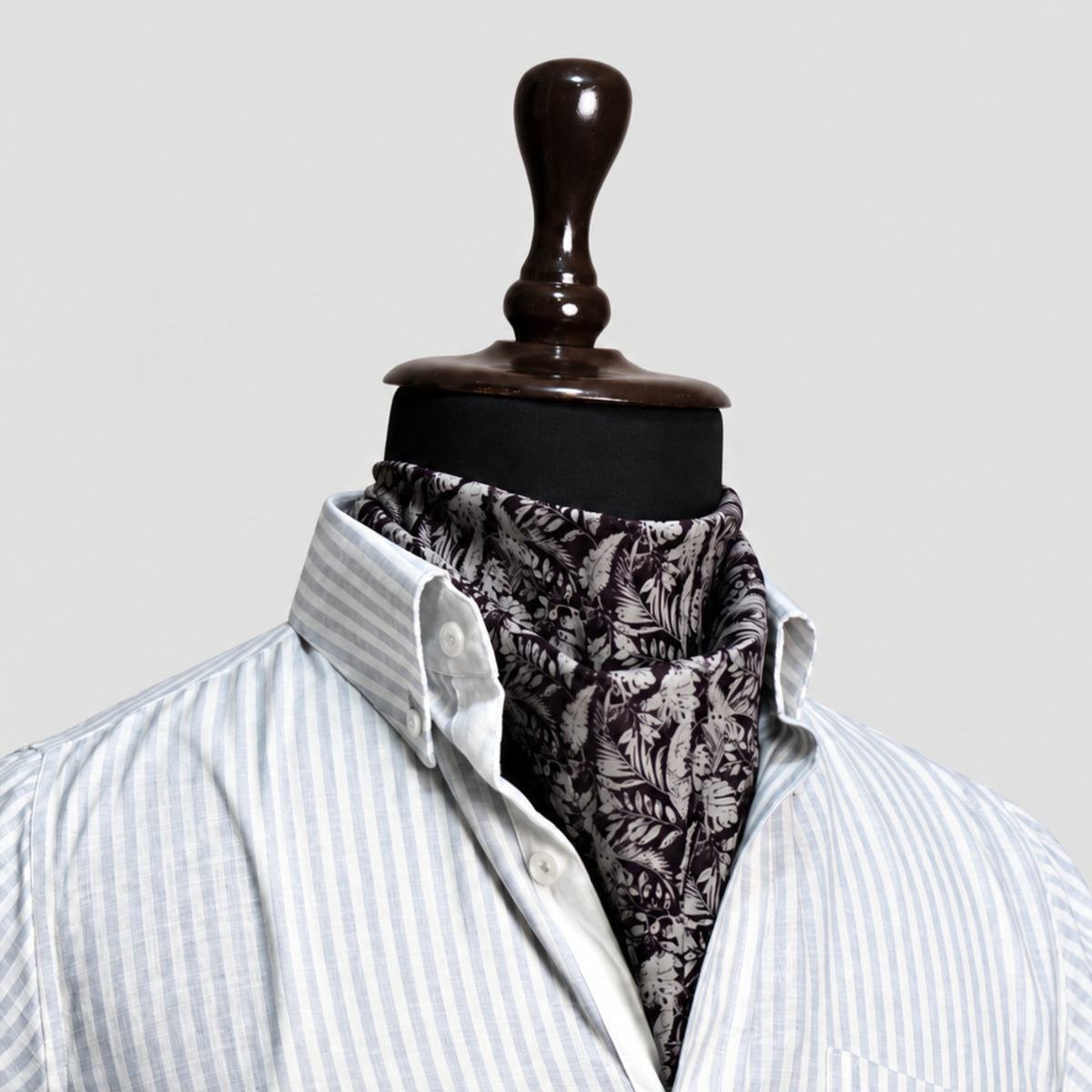 Grey Striped Linen Shirt for Men – White Contrast Button-Down Collar