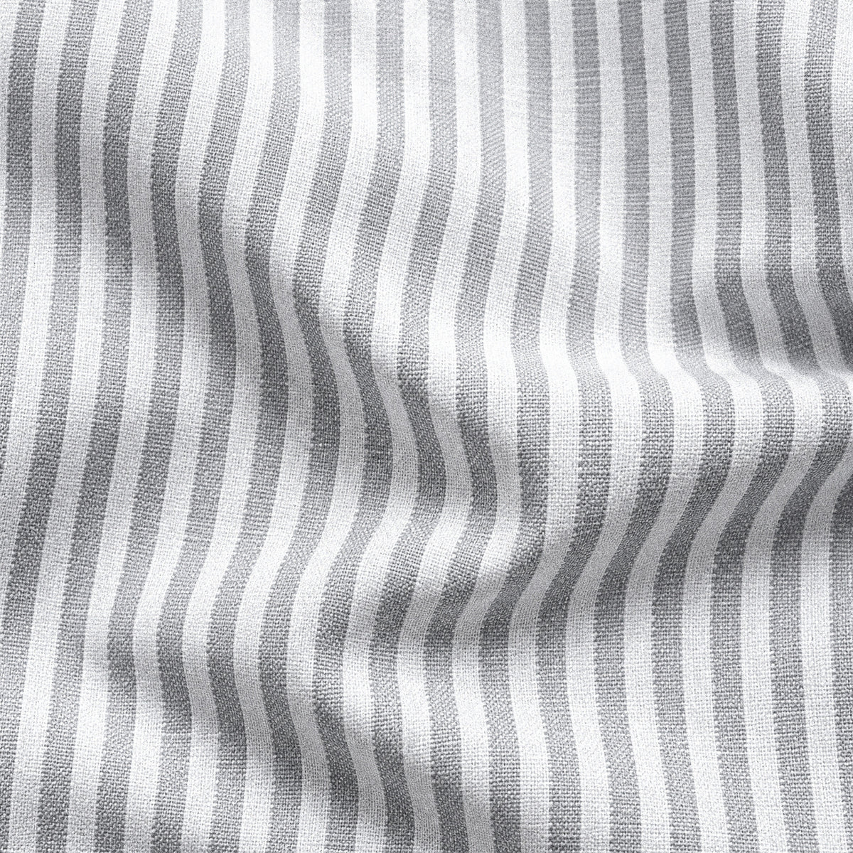 Grey Striped Linen Shirt for Men – White Contrast Button-Down Collar
