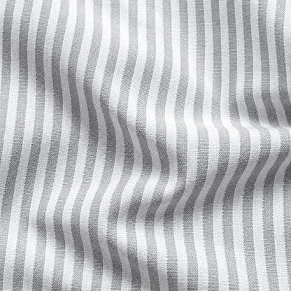 Grey Striped Linen Shirt for Men – White Contrast Button-Down Collar