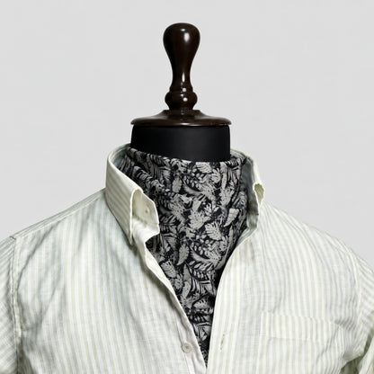 Light Green Striped Linen Shirt for Men – White Contrast Button-Down Collar