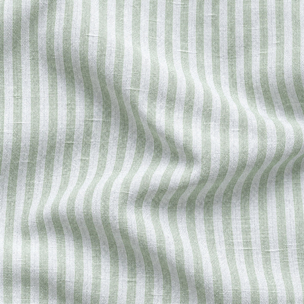 Light Green Striped Linen Shirt for Men – White Contrast Button-Down Collar