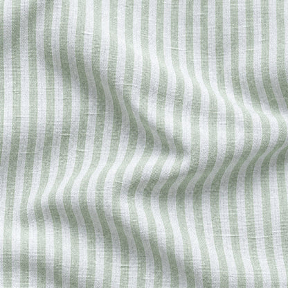 Light Green Striped Linen Shirt for Men – White Contrast Button-Down Collar