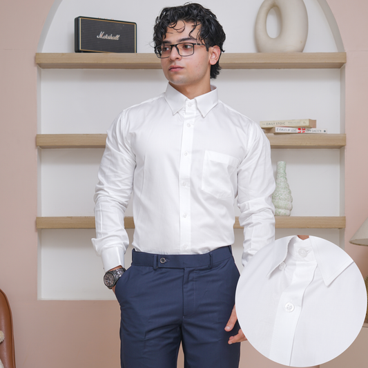White Giza Cotton Formal Shirt for Men – French Cuffs