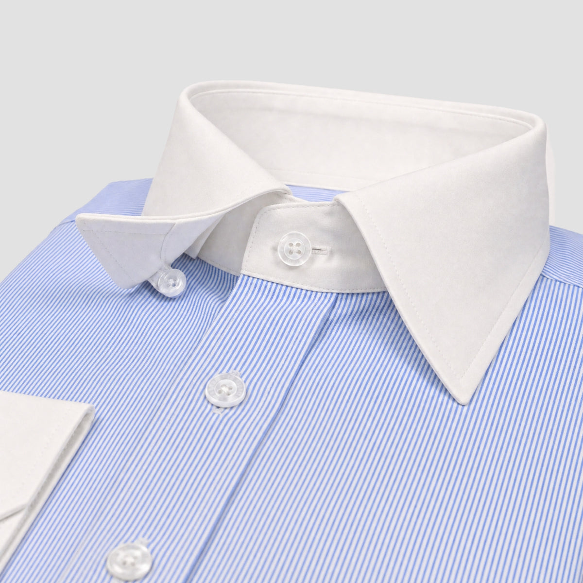 Light Blue Fine Banker Stripe Shirt